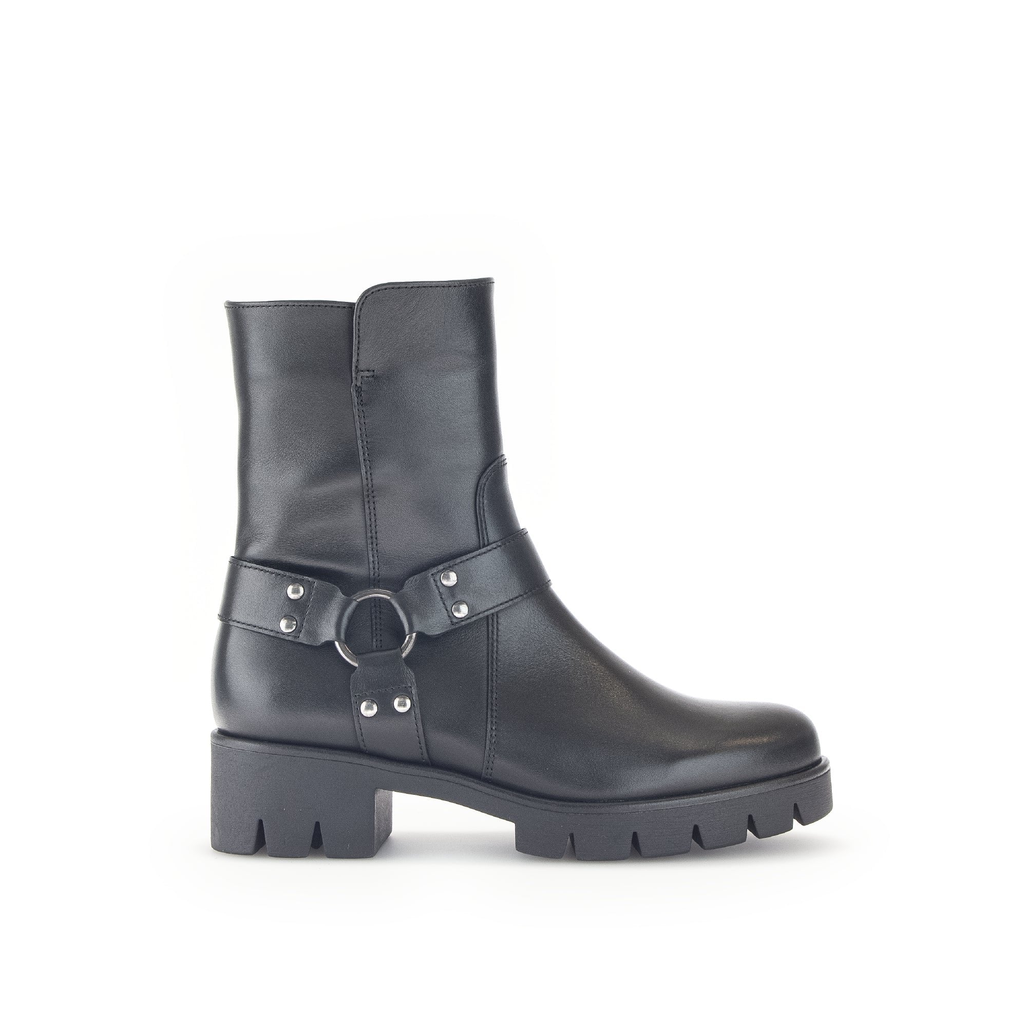 Burford Black Biker Ankle Boots