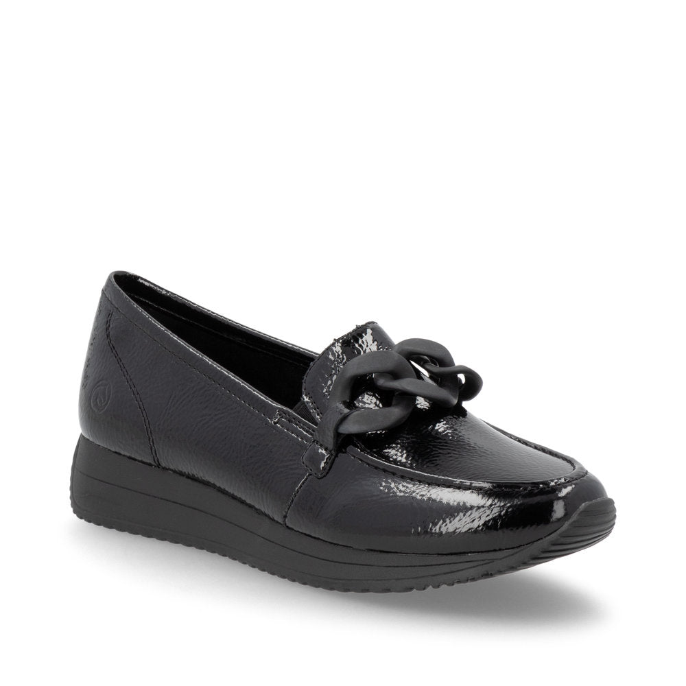 Hackberry Black Patent Slip On Shoes